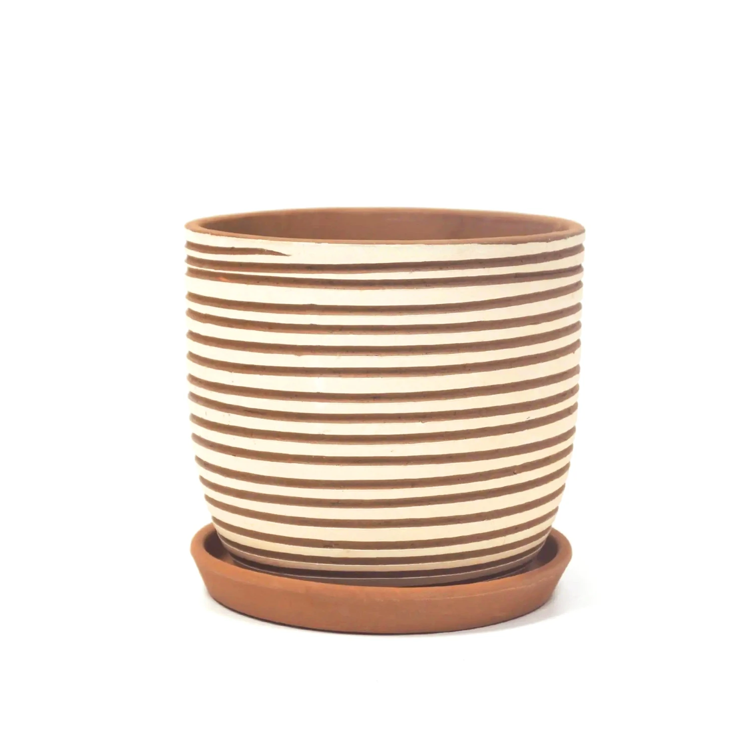 Clay White Stripes Pattern Pot - Image 2