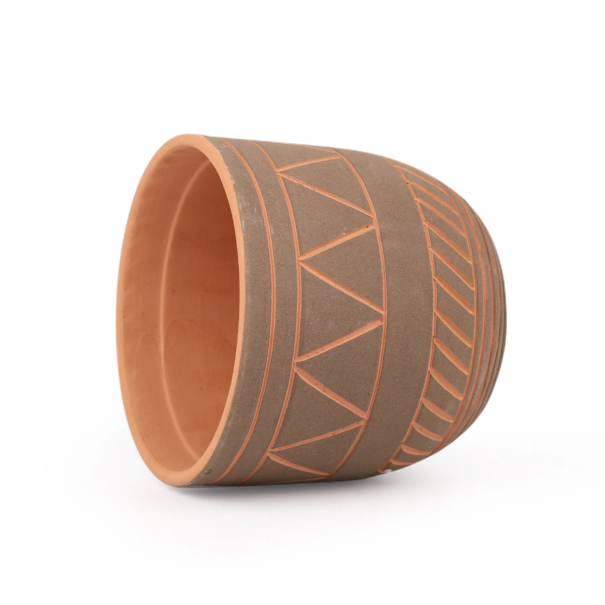 5.5 Inch Black-Clay Color Geometric Pattern Pot - Image 8