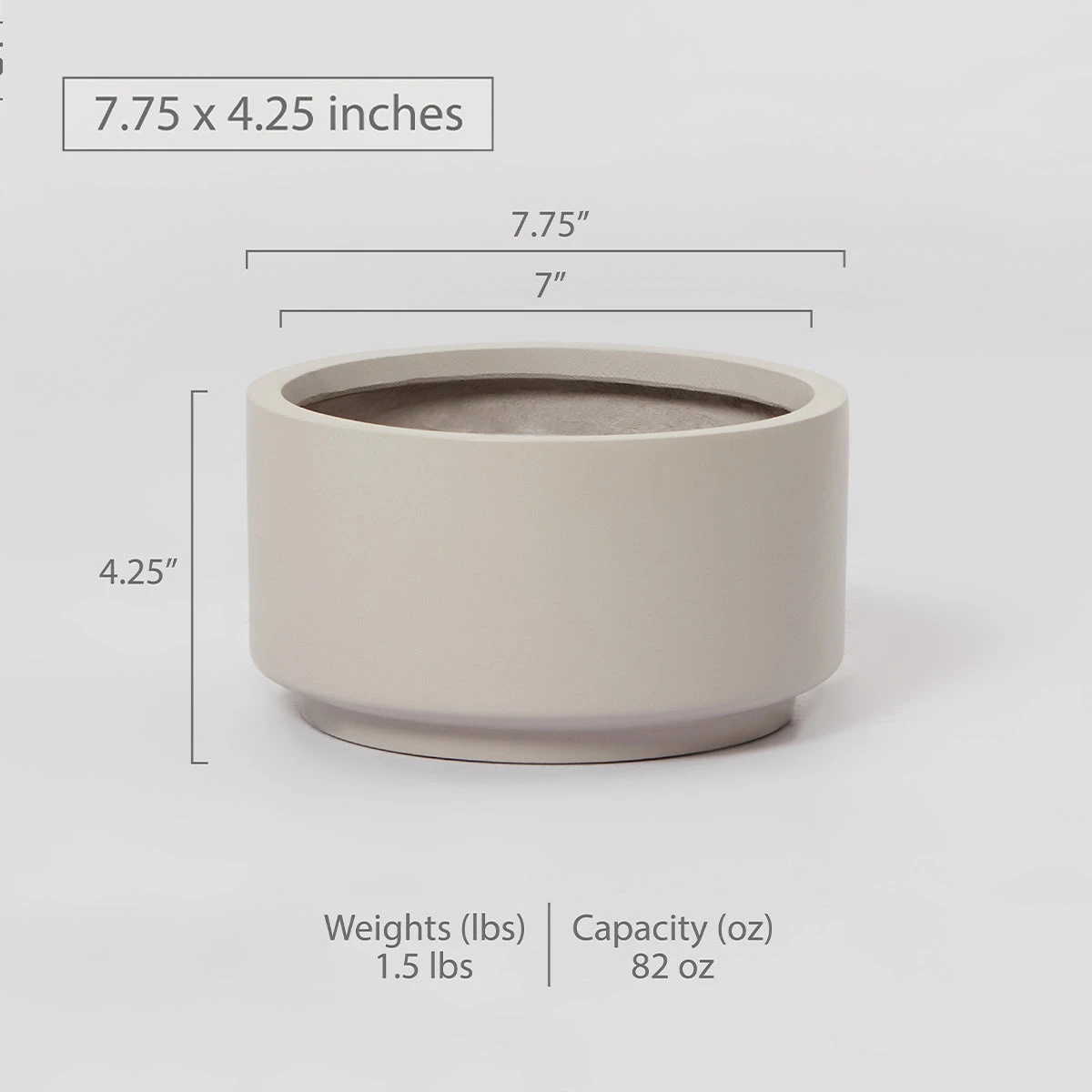 7 Inch Gray Cream Fiberstone Ceramic Pot - Image 4