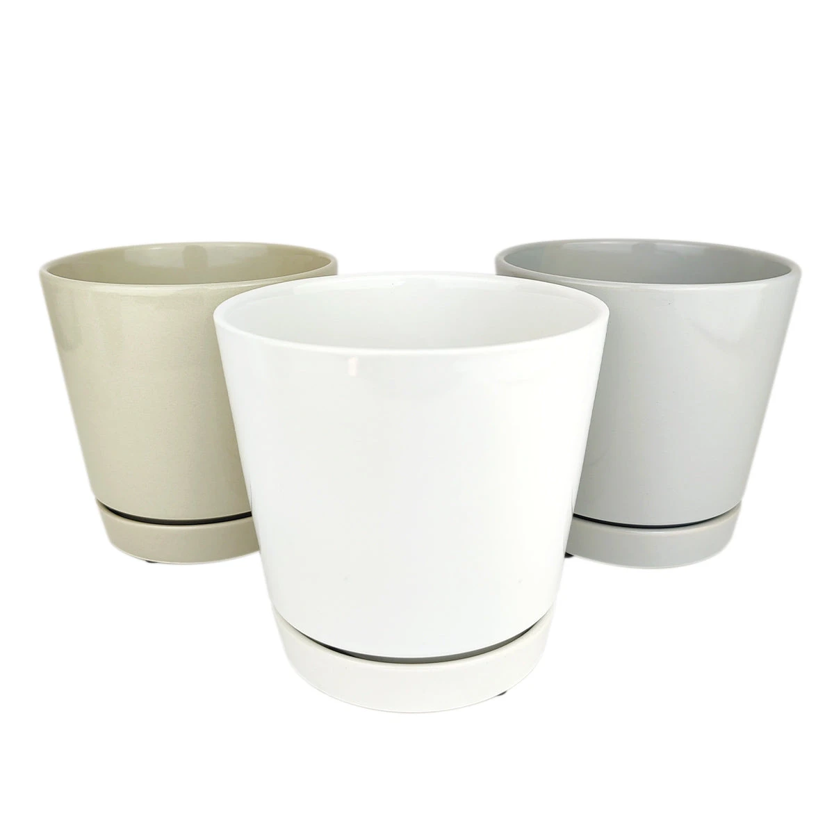 Pack Of 3 Minimalist Ceramic Pots (White, Gray And Oatmeal) - Image 12