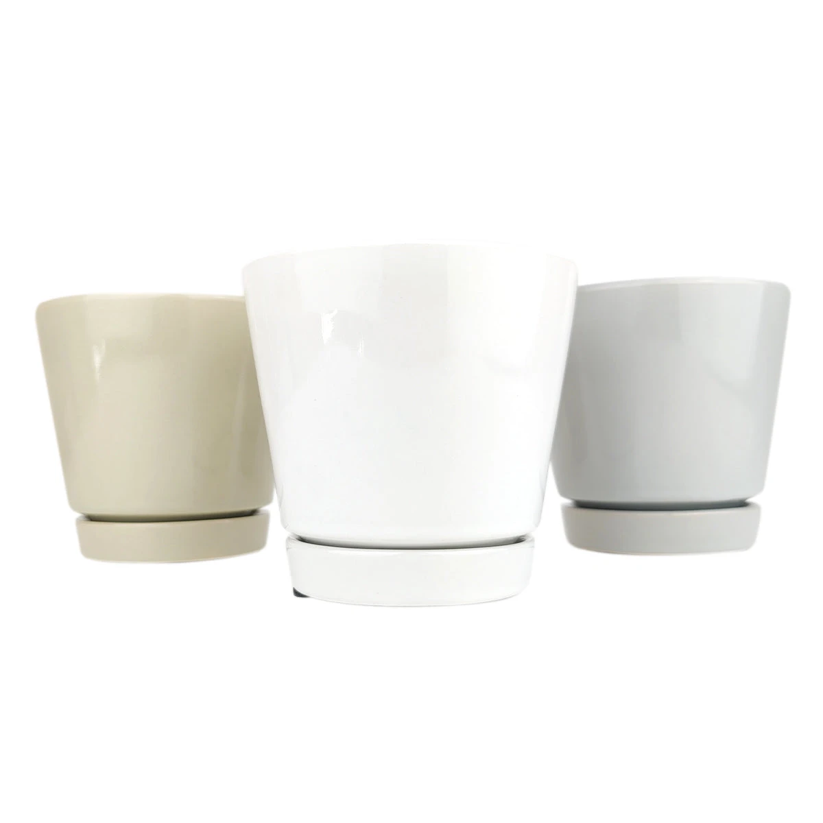 Pack Of 3 Minimalist Ceramic Pots (White, Gray And Oatmeal) - Image 10