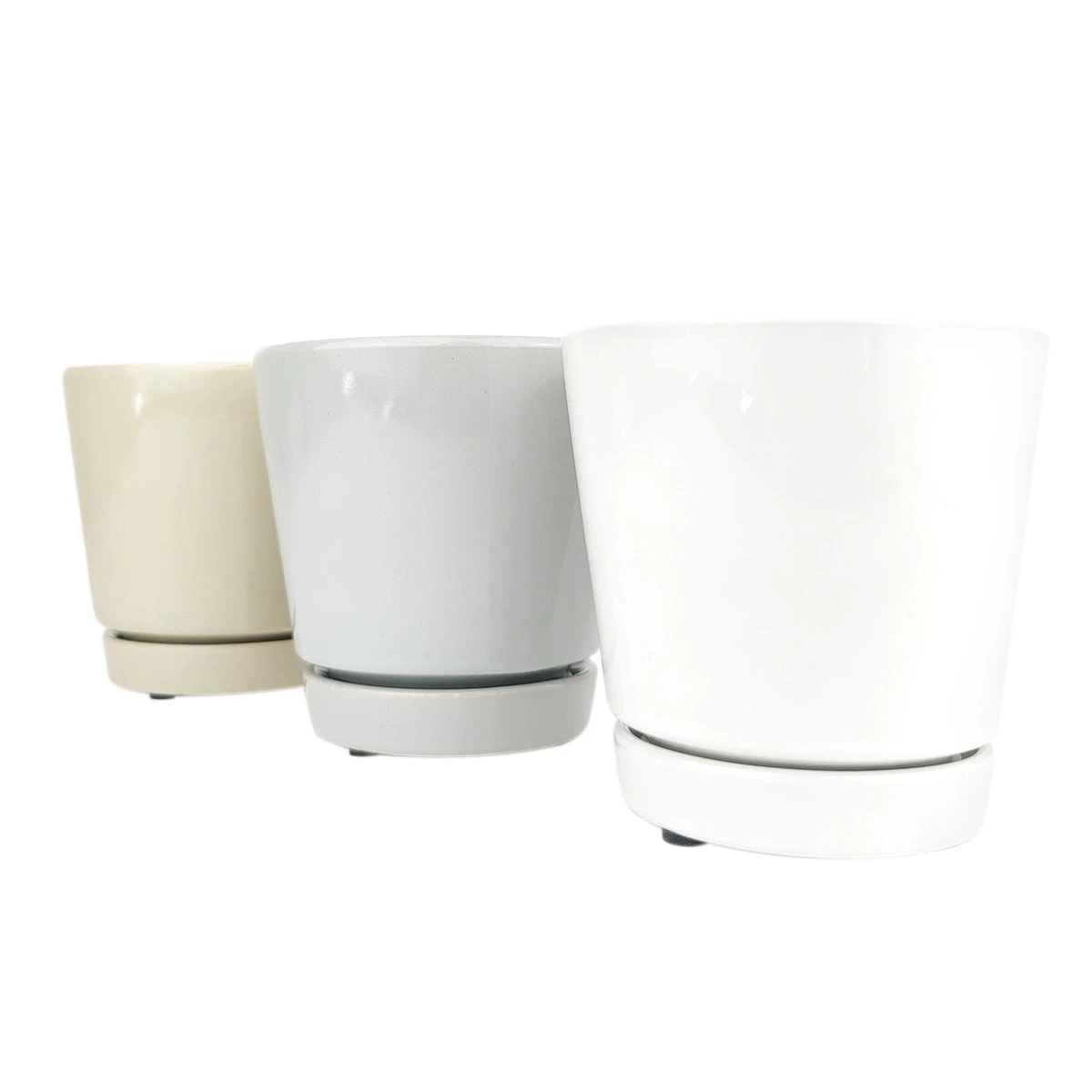 Pack Of 3 Minimalist Ceramic Pots (White, Gray And Oatmeal) - Image 11