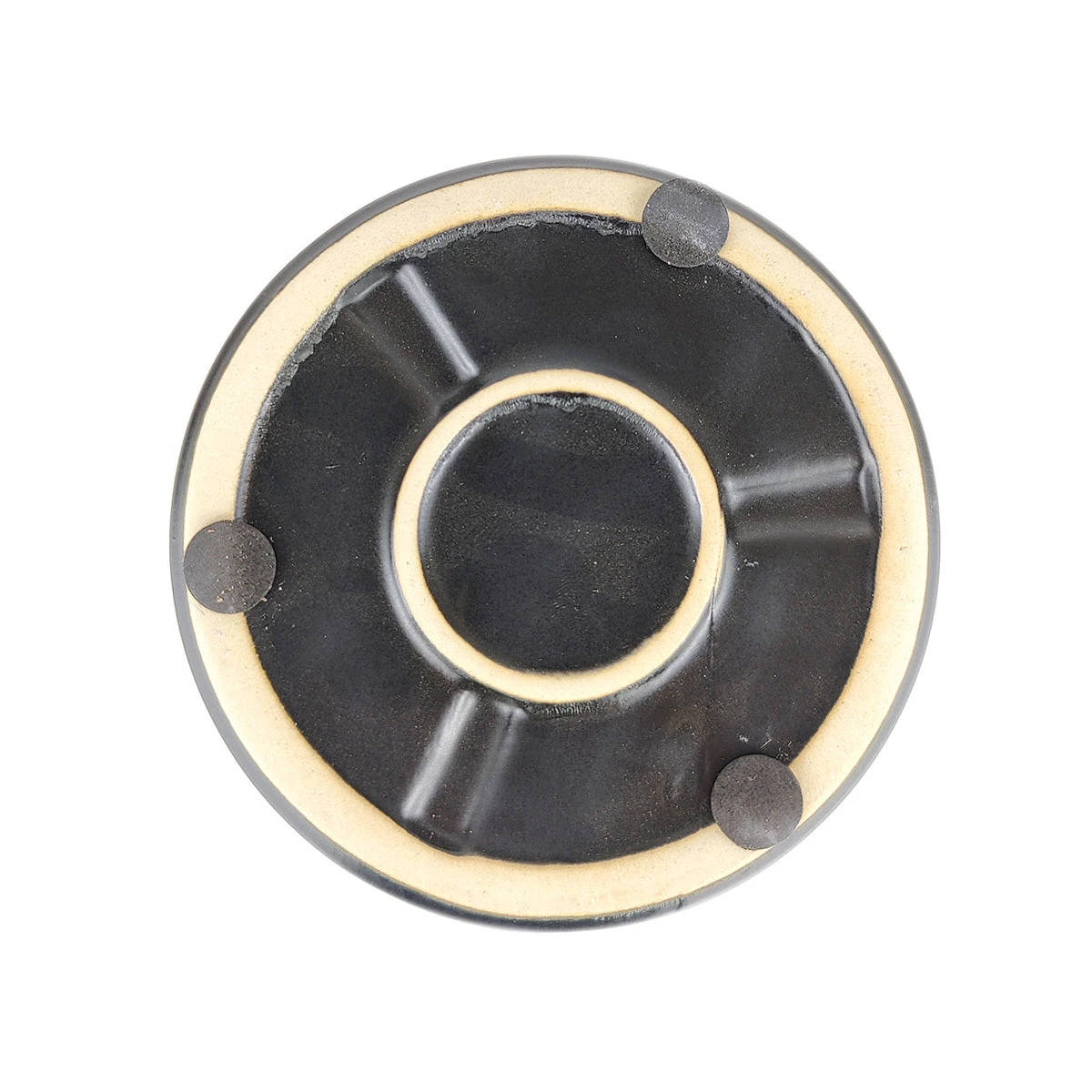 4 Inch Black Porcelain Cylinder Pot With Saucer - Image 3