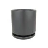 4 Inch Black Porcelain Cylinder Pot With Saucer