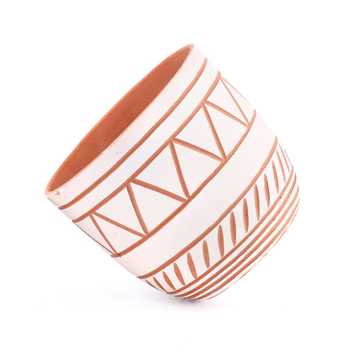 5.5 Inch White-Clay Color Geometric Pattern Pot - Image 7