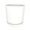 White Porcelain Cylinder Pot With Saucer