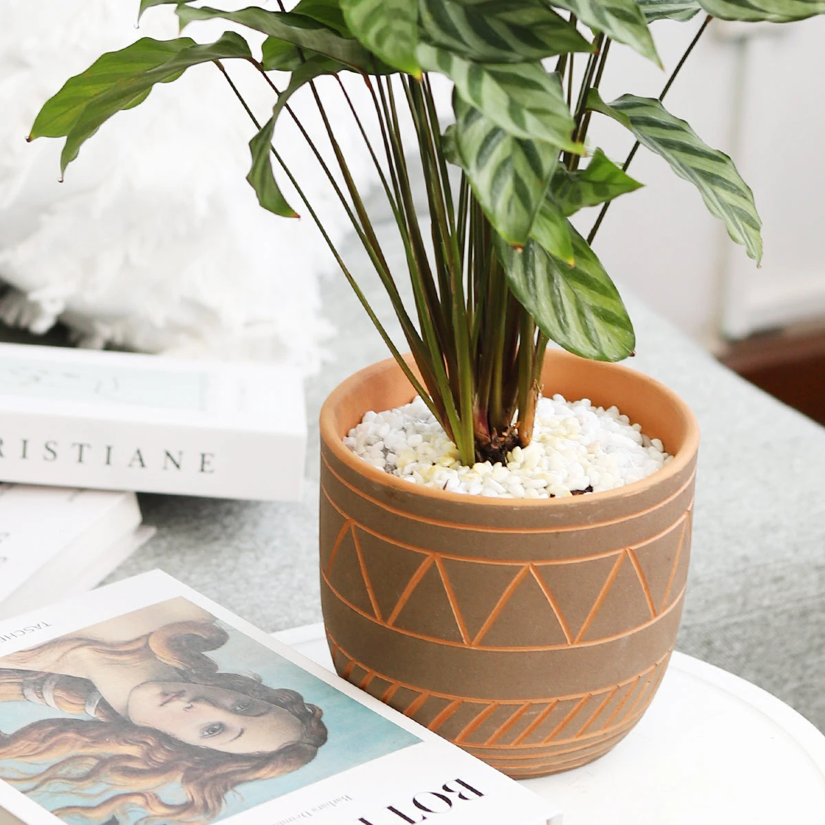 5.5 Inch Black-Clay Color Geometric Pattern Pot - Image 5