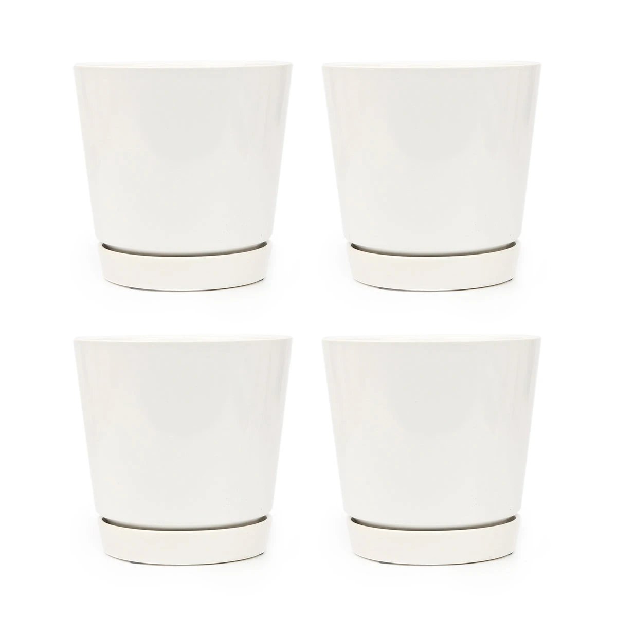 6 Inch White Minimalist Pot With Saucer - Image 11