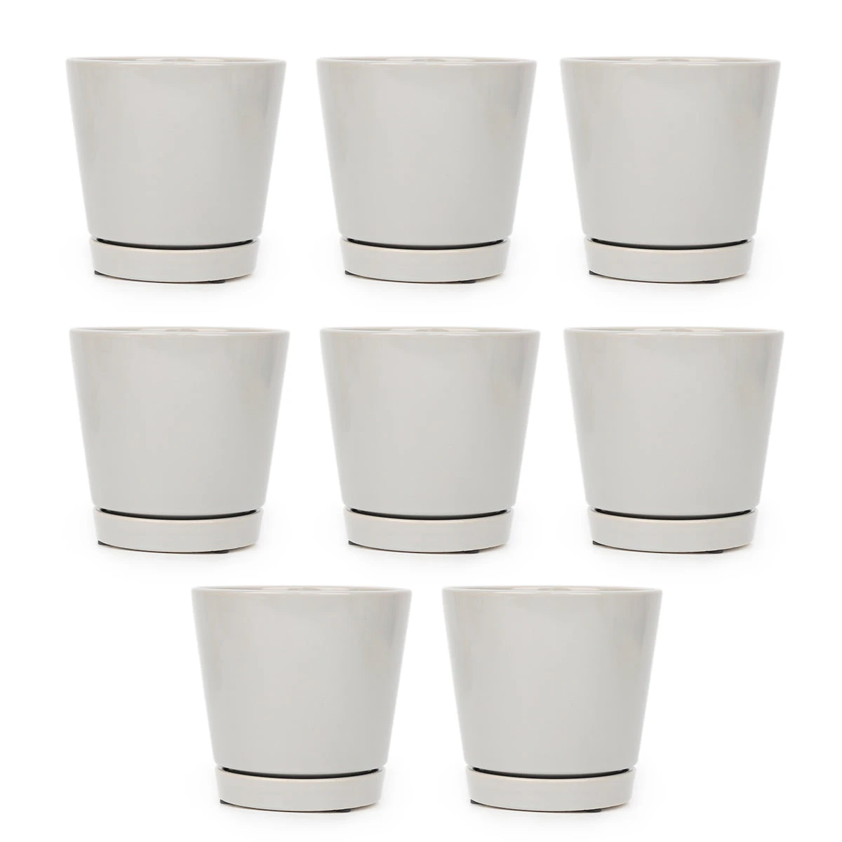 4 Inch Gray Minimalist Pot With Saucer - Image 13