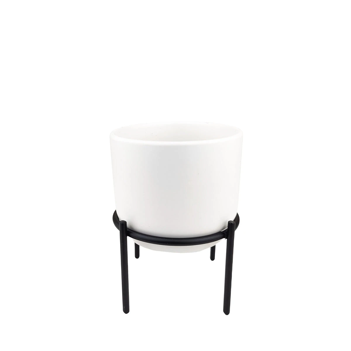 4 Inch Solid White Ceramic Planter With Metal Stand - Image 10