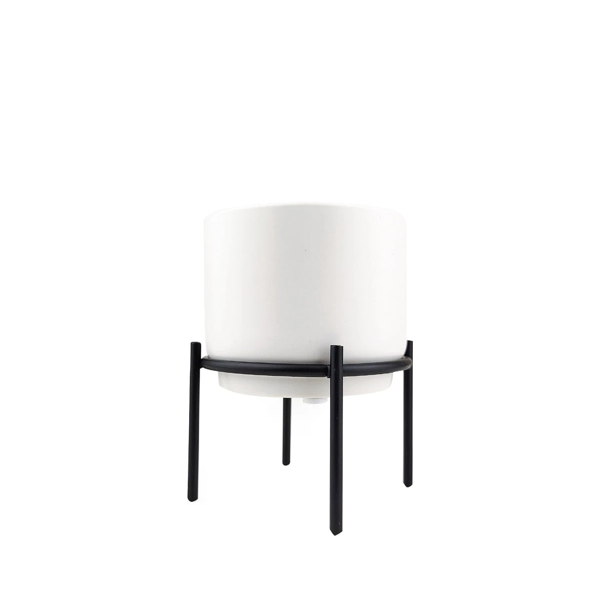 4 Inch Solid White Ceramic Planter With Metal Stand - Image 11